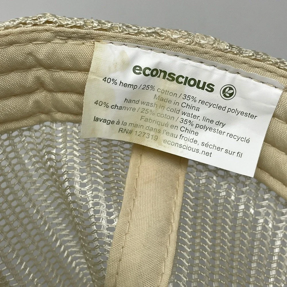 econscious Organically Grown Hemp Blend Trucker Hat Green Cream Snapback Eco Cap